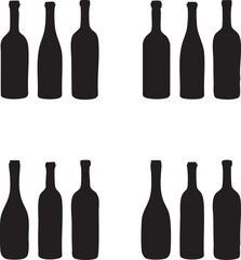 Wine bottle silhouette vector: black and white wine bottles clipart eps