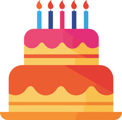 a colorful birthday cake with candles and layers