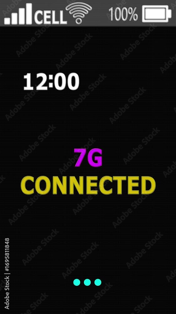 Poster 7g network connected appear on old display. pixelated text animation with phone hd. 4k 60 fps. symbo