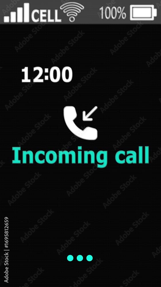 Poster incoming call appear on old display. pixelated text animation with phone hud. green user icon. 4k 60