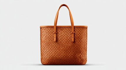 Light brown woven leather tote bag