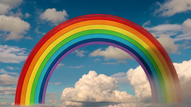 there is a rainbow in the sky with clouds in the background