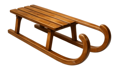 Wooden sled with protective varnish