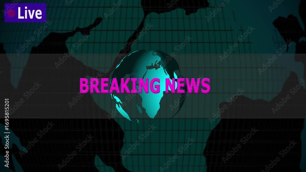 Aufkleber breaking news template intro for tv broadcast news show program with 3d breaking news text and badge