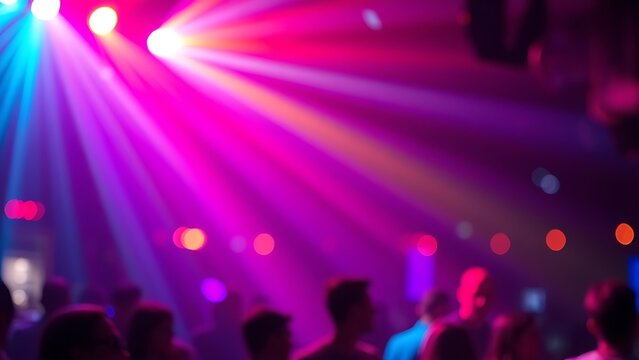 Vibrant nightclub scene with dynamic lighting and energetic atmosphere, capturing modern nightlife.