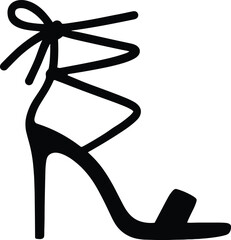 Lace-Up High Heel Sandal – Minimal Vector Silhouette