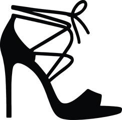 Lace-Up High Heel Sandal – Minimal Vector Silhouette