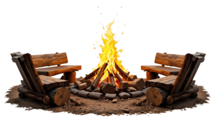 Flames dance from burning candles in a church and fireplace, casting a hot, red-orange blaze