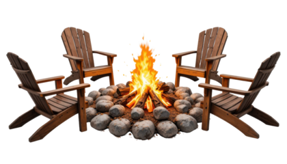 Empty wooden tables and chairs on a terrace of a relaxed outdoor cafe