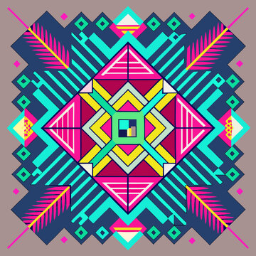 Fusion of jamdani pattern with neon geometric lines