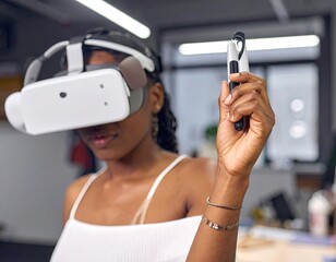 Woman Experiencing Virtual Reality Travel