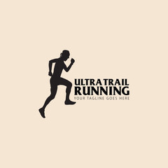 Ultra Trail running logo vector illustration on white background
