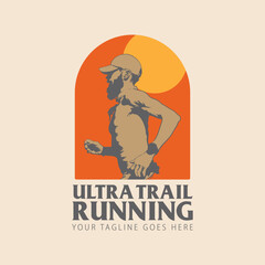 Ultra Trail running logo vector illustration on white background