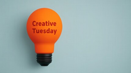 Vibrant Orange Light Bulb with Creative Tuesday Text