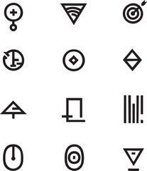Vector icon set: minimalist line art symbols for ui/ux design eps silhouette