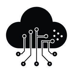 Digital cloud computing technology network circuit board connection data storage concept