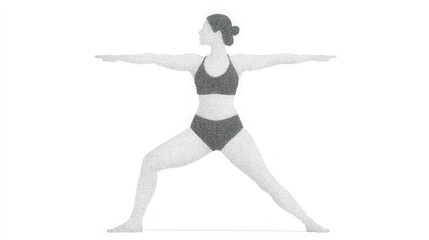 Minimalist Outline of Yoga Warrior Pose Side View