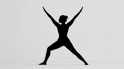 Minimalist Silhouette of Warrior Pose in Yoga Side View
