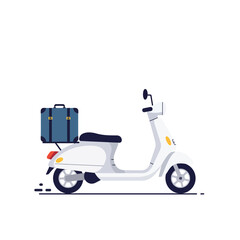 Obraz premium White Scooter with Suitcase: Travel Vector Illustration carrying theme