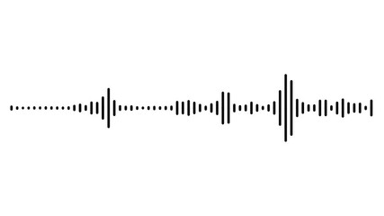 Minimalist Waveform Audio. Abstract White on black sound waves background	