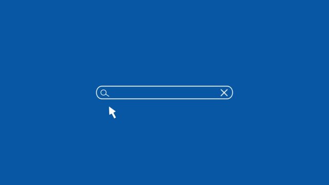 web search icon animation. Web search icon with typing icon on blue background. Animated of Search bar icon. search bar, internet search animation...