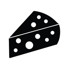 Iconic swiss cheese wedge silhouette with holes simple graphic representation