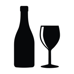 Elegant silhouette of wine bottle and glass perfect for beverage branding and advertising