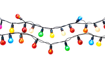 Christmas Lights for frame and border design on transparent background