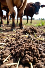 Rotational grazing system with cattle moving to fresh pasture, promoting soil health and sustainable, regenerative agriculture.