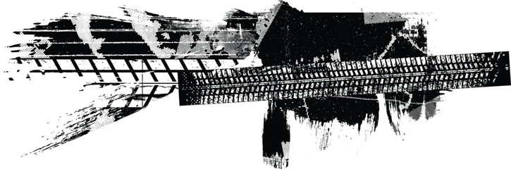 Vector Print Textured Tire Track . Design Element . Car tread silhouette . Mud splash grunge tire texture. Tyre track banner .