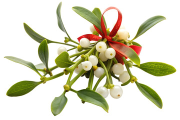 Christmas branch with red berries isolated on transparent background