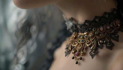 Elegant handmade jewelry necklace with intricate design luxurious gemstones detailed craftsmanship and stylish ornament perfect for fashion and beauty