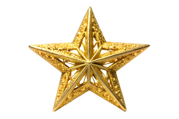 Golden Star Christmas Tree Topper for christmas decoration design on transparent background, Png
