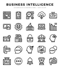 Business Intelligence icons set. Vector illustration.