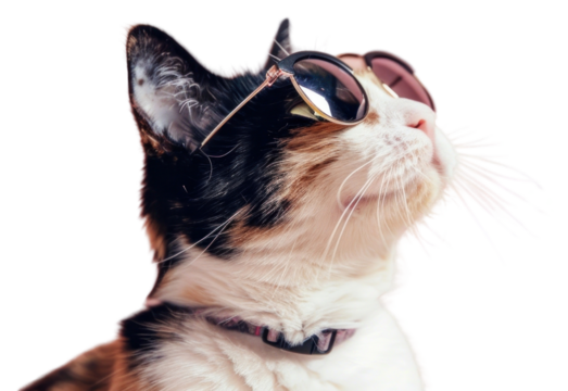 PNG Calico cat with sunglasses portrait photo pet.