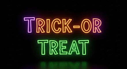 Vibrant neon 'Trick or Treat' sign brings Halloween fun to your spooky designs and festive projects adding a touch of playful fright