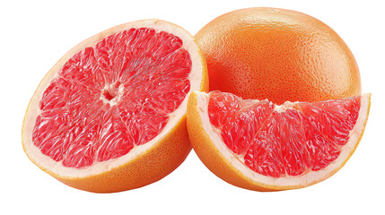 Sparkling Pink Grapefruit Halves on Transparent Background