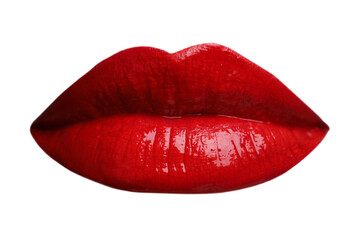 Female lips with red lipstick isolated on white