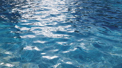 Obraz premium Calm aquatic surface with minimal ripples and soft shimmering reflections in blue tones, seamless high detail background 