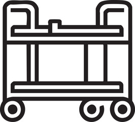 Vector medical cart icon: rolling utility cart illustration eps silhouette