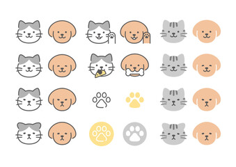 猫と犬　アイコンマークセット