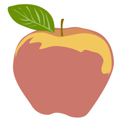 Autumn illustration in flat style, whole and cut apple, red apple
