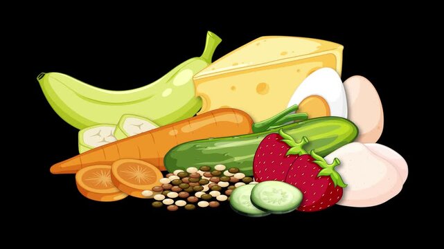 Low FODMAP Food Group Animation on Black Background
