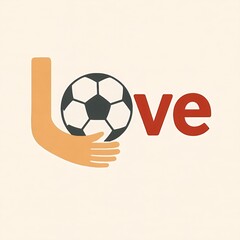 Soccer Love — Hand Hugging Ball Typography Illustration