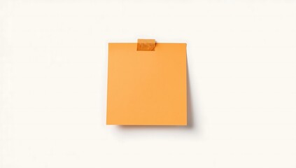 Blank Orange Sticky Note on White Background