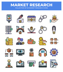 Obraz premium Collection of Market Research Icons: 25 Essential Visual Elements for Business Strategy