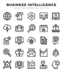 Simple Set of Business Intelligence Related Vector Lineal Icons.