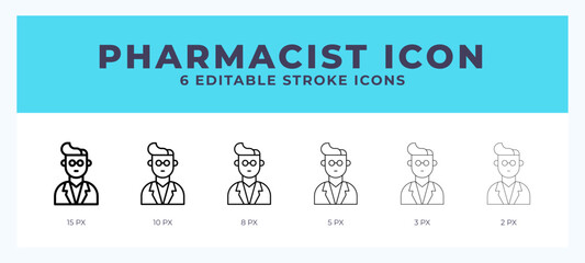Pharmacist icon symbol. Isolated. Vector illustration with editable stroke.
