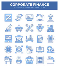 Corporate Finance Icons. A Collection of 25 Essential Business and Finance Symbols