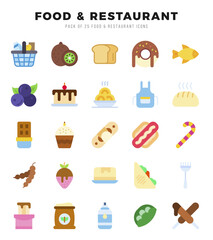 Food and Restaurant web icons in Flat style.